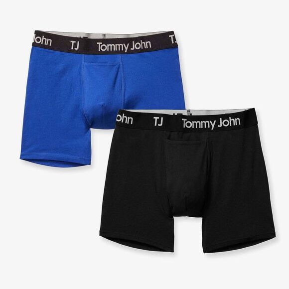 TJ | Tommy John Men's 4" Boxer Briefs 2pk - Mazarine Blue/Black XXL - Picture 1 of 4
